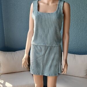 Light Teal Knit Tank Top and Skort Set